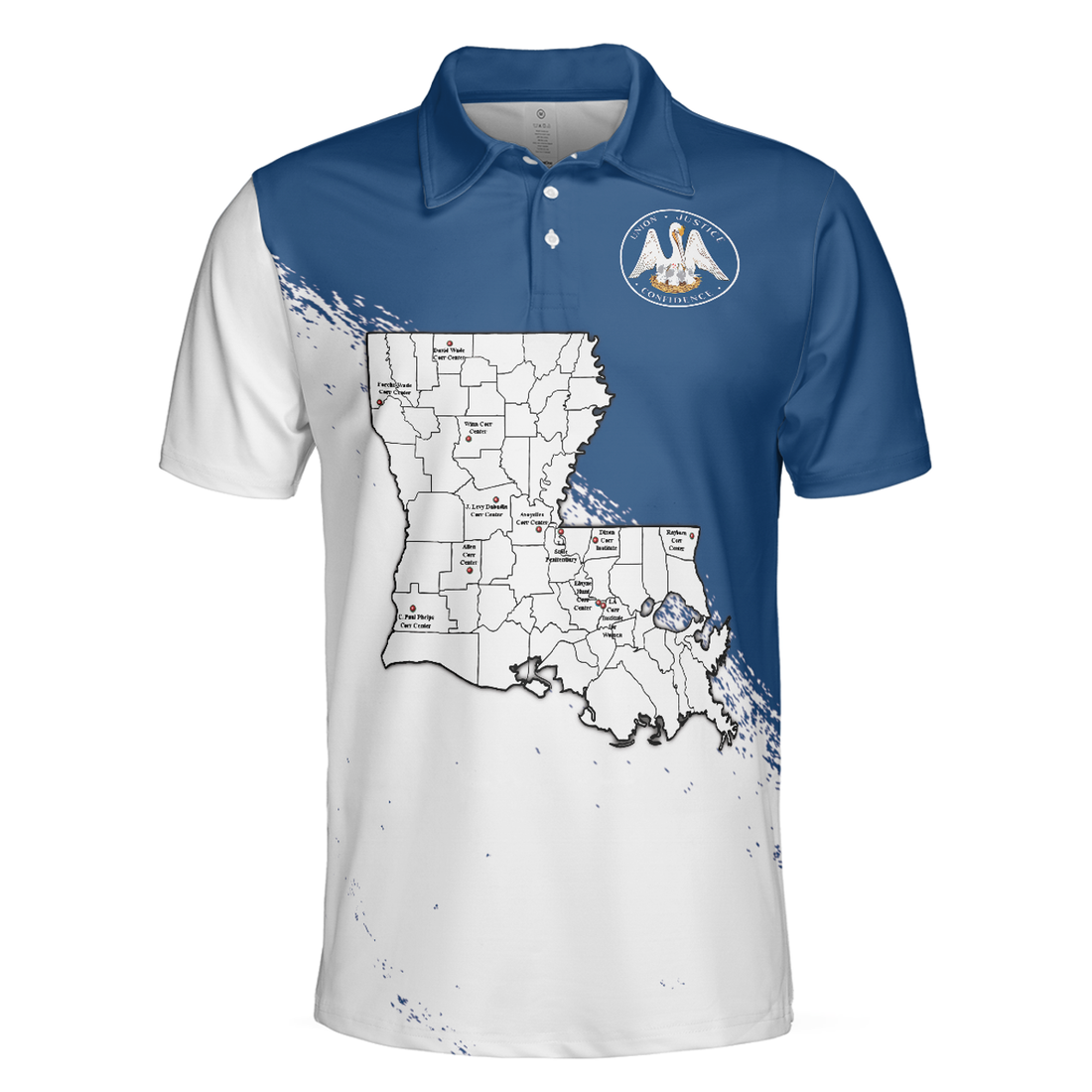 Louisiana State And Map Short Sleeve Polo Shirt, Cool Lousiana Flag Shirt For Men