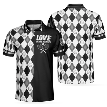 Love Means Nothing Tennis Polo Shirt, Tennis Ball Argyle Pattern Polo Shirt, Best Tennis Shirt For Men