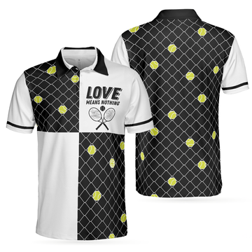 Love Means Nothing Tennis Polo Shirt, Tennis Ball Stuck In Steal Wire Fence Polo Shirt, Best Tennis Shirt For Men