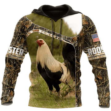 FUNSTUFFPRINT Love Rooster Camouflage Cool 3D Hoodie and Zip Hoodie