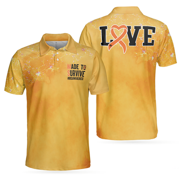 Made To Survive MS Awareness Polo Shirt For Men, Multiple Sclerosis Awareness Ribbon Shirt