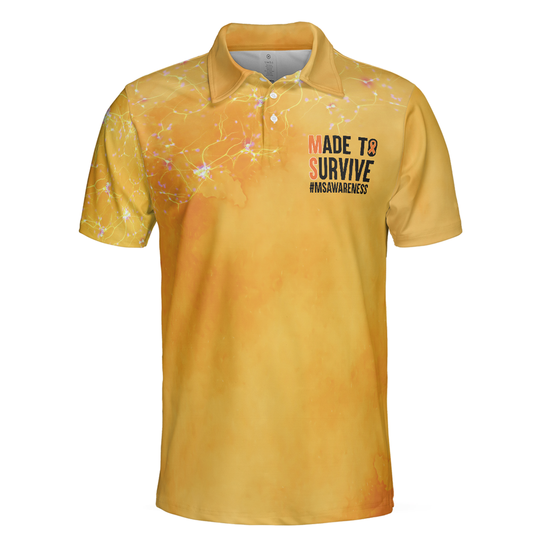 Made To Survive MS Awareness Polo Shirt For Men, Multiple Sclerosis Awareness Ribbon Shirt