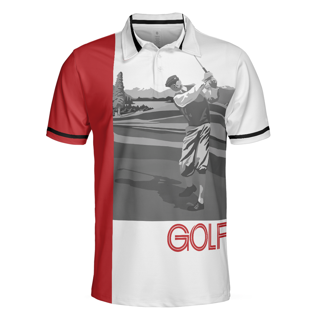 Man Playing Golf Short Sleeve Polo Shirt, Golfer Graphic Polo Shirt, Best Golf Shirt For Men