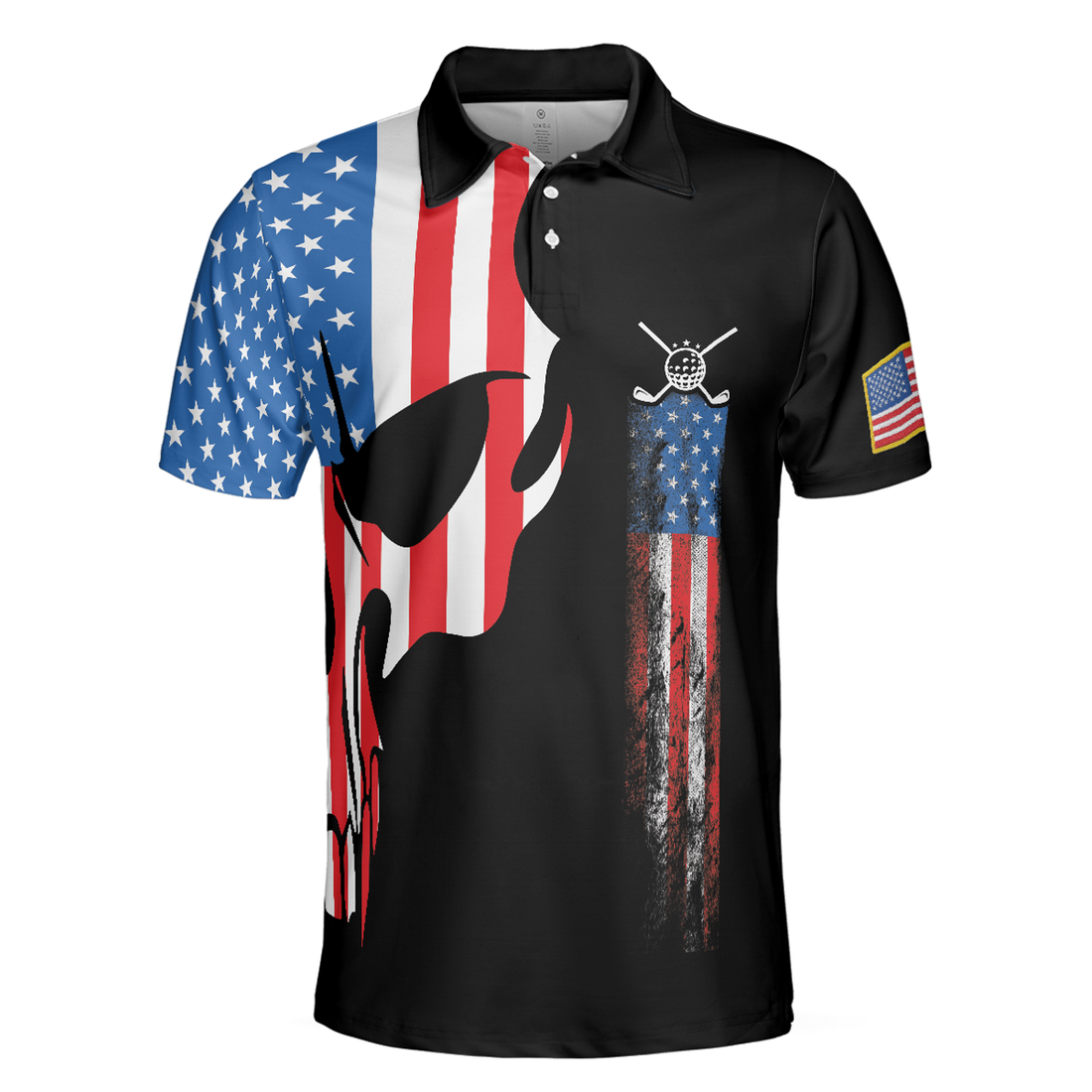 Skull Golf With American Flag Polo Shirt, Never Underate An Old Man Golfer Polo Shirt, Best Golf Shirt For Men - Perfect Gift For Men, Golfers