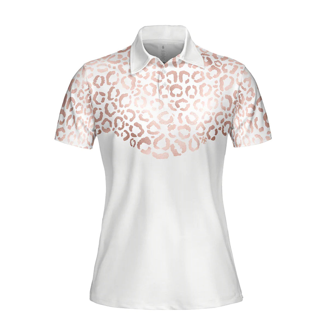 Rose Gold Leopard Pattern Shirt Short Sleeve Women Polo Shirt, Gift For Female Golfers