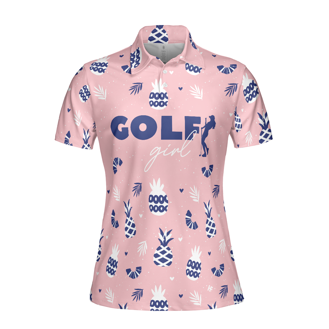 Golf Girl Summer Pattern Short Sleeve Women Polo Shirt, Pink Golf Shirt For Ladies, Unique Female Golf Gift