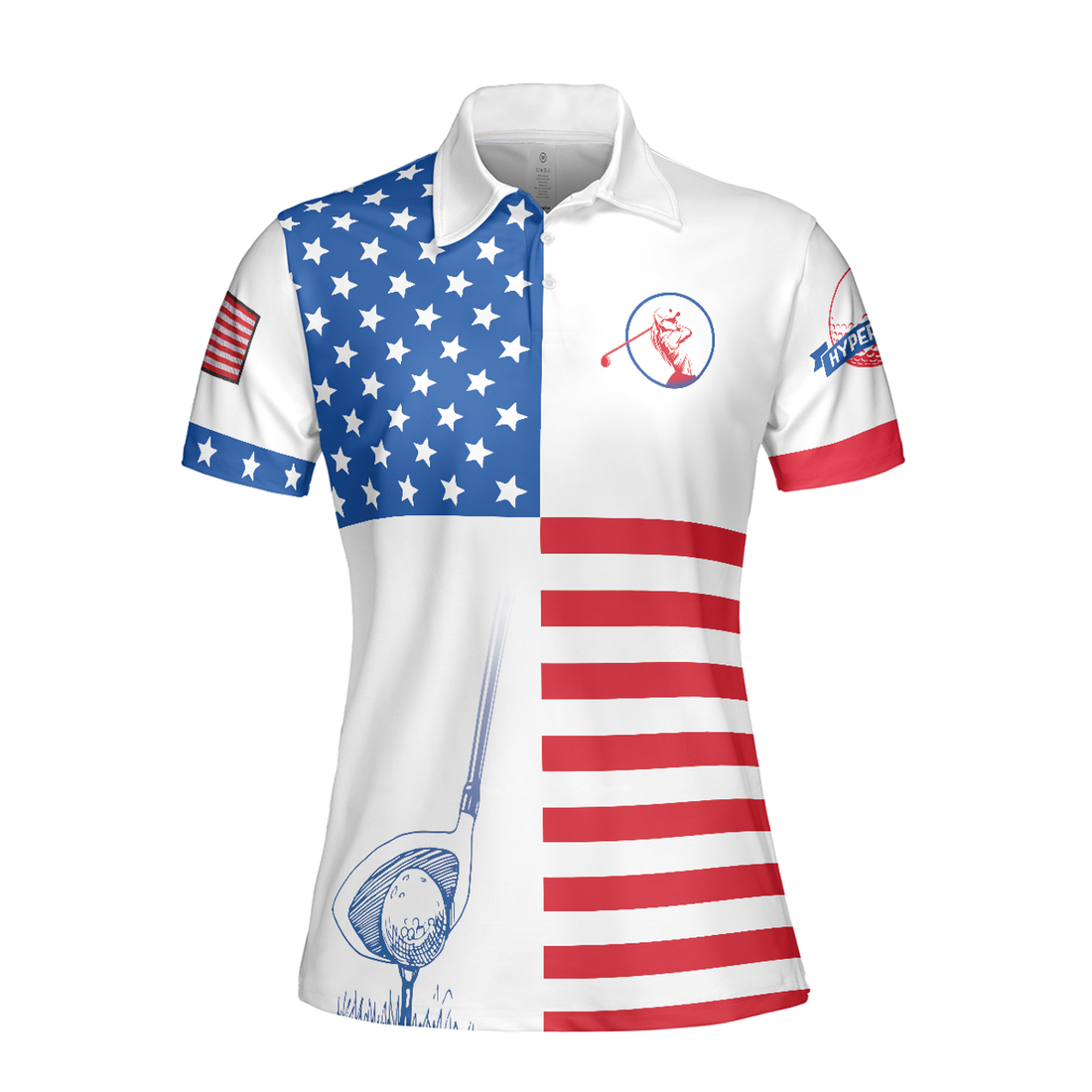 American Flag Golf Short Sleeve Women Polo Shirt, Patriotic Golf Shirt For Ladies, Unique Golf Gift For Girls, Gift For Golfers