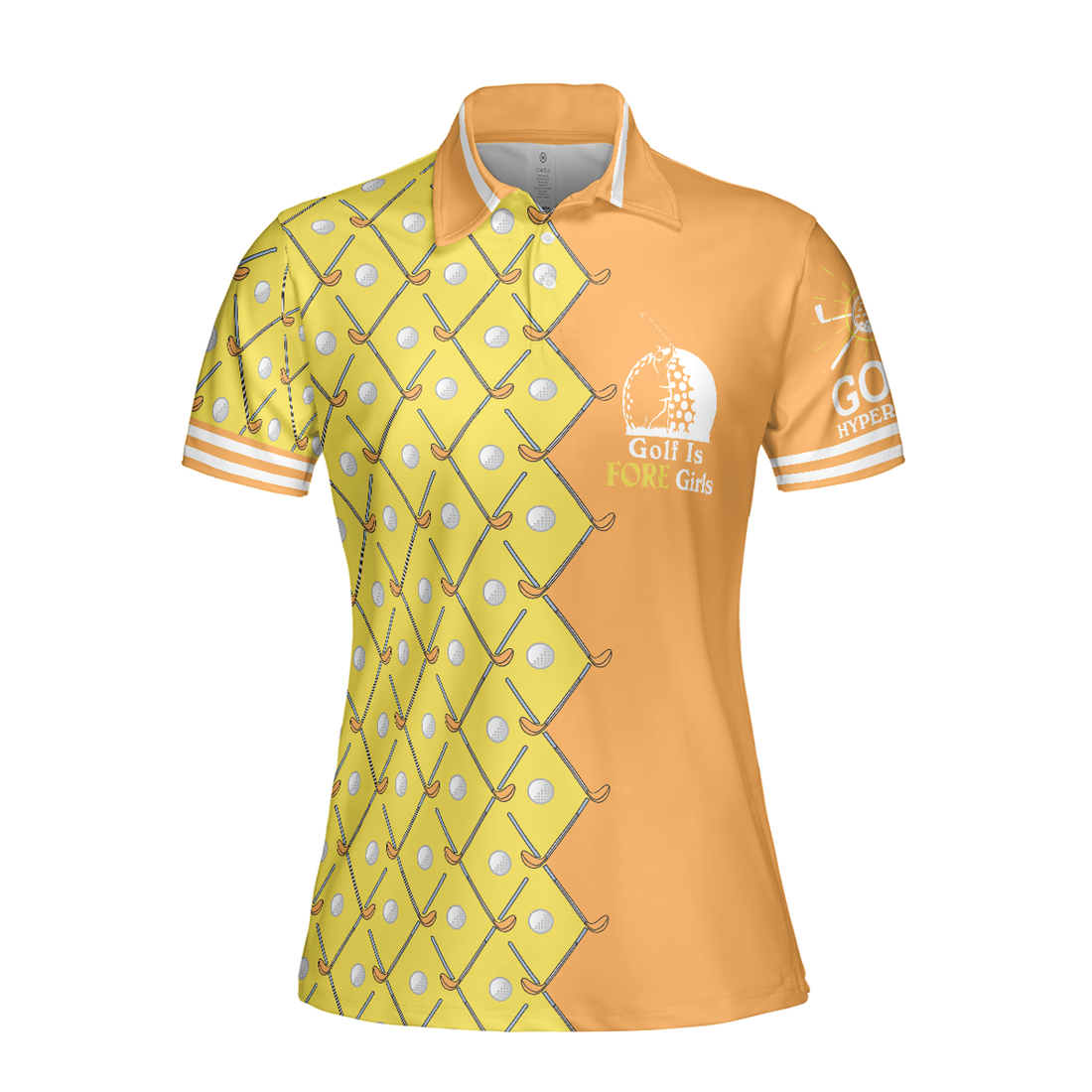 Golf Is Fore Girls Short Sleeve Women Polo Shirt, Yellow Argyle Pattern Golf Polo Shirt, Cool Golf Gift For Women