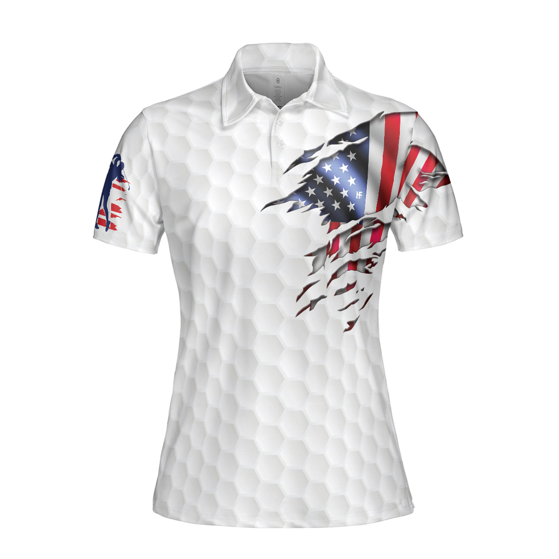 American Woman Golfer Golf Shirt Short Sleeve Women Polo Shirt, American Flag Polo Shirt, Best Golf Shirt For Ladies, Gift For Golfers