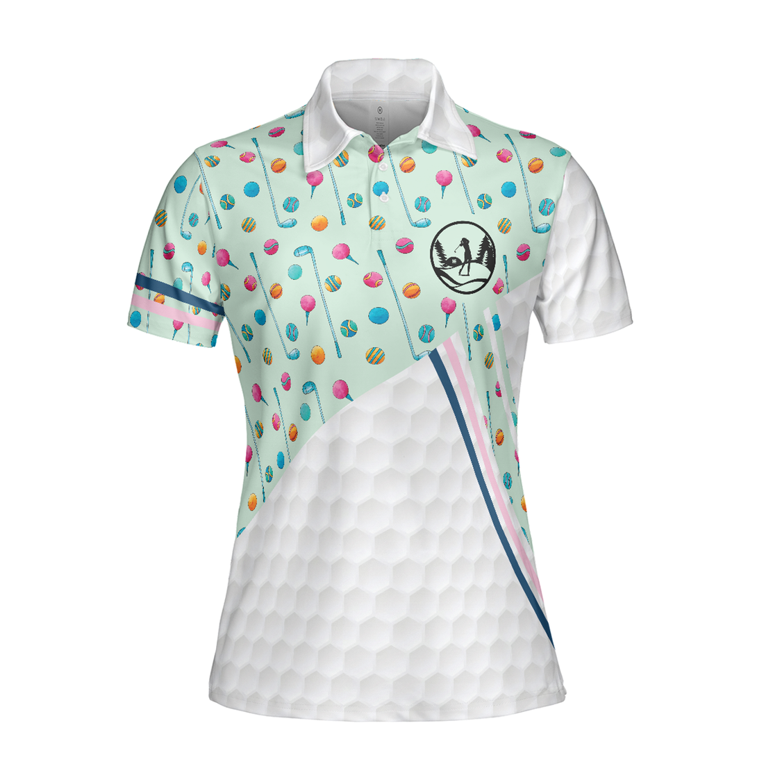 Elegant Golf Girl In Light Green Golf Short Sleeve Women Polo Shirt, Colorful Golf Shirt For Ladies