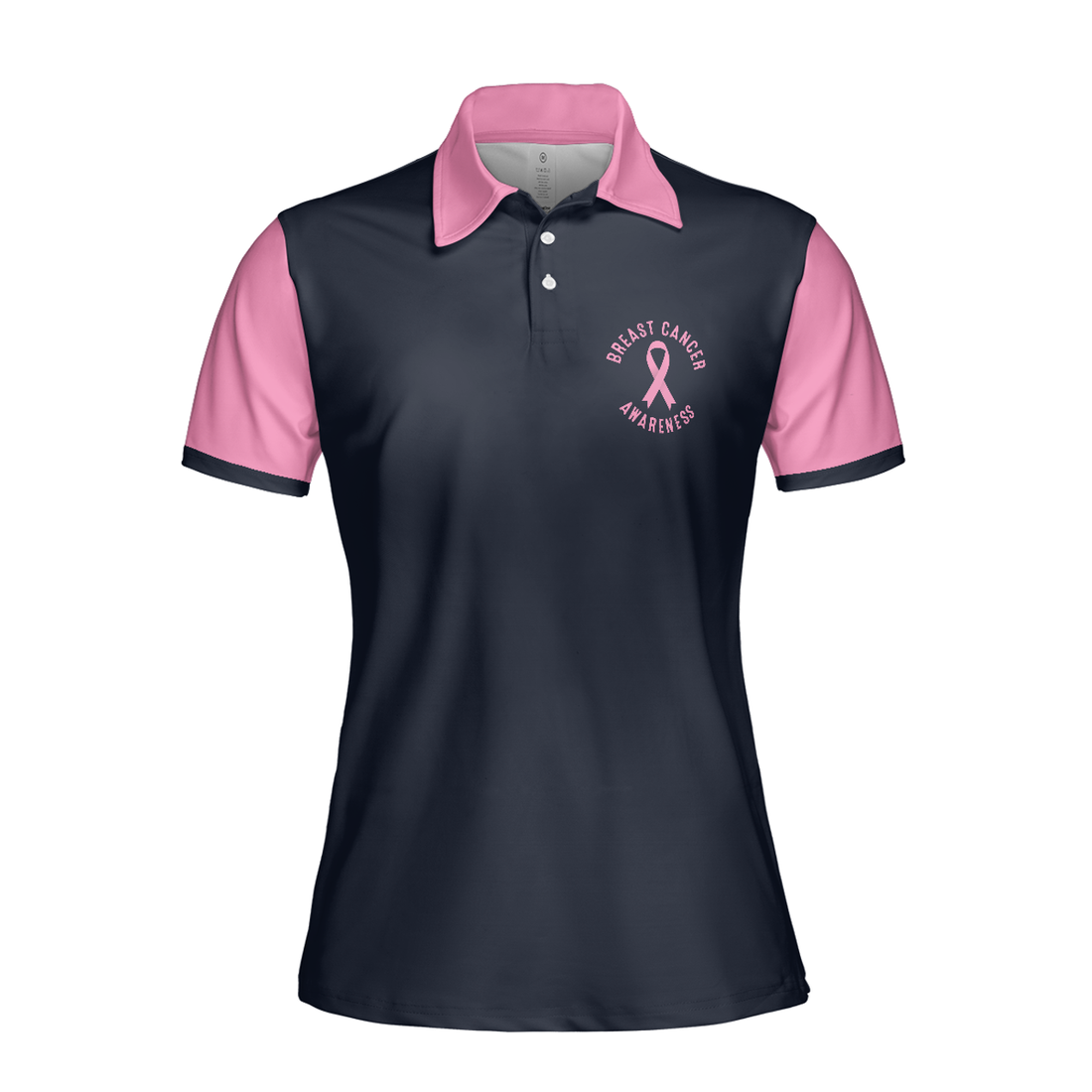 Wife Mom Fighter Short Sleeve Women Polo Shirt, Black And Pink Breast Cancer Ribbon Shirt For Mom - Perfect Gift For Mom