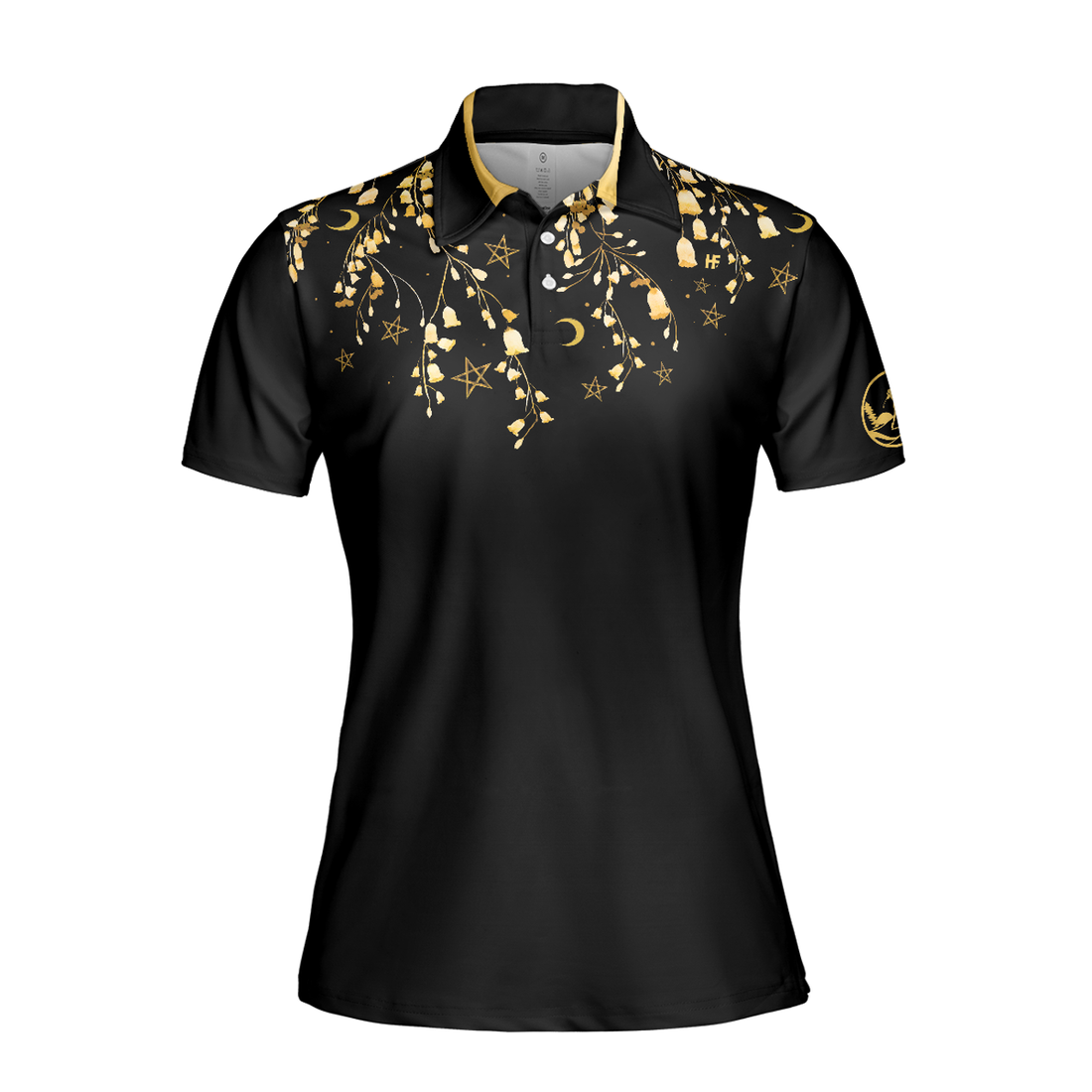 Elegant Gold Pattern Queen Of The Green Golf Short Sleeve Women Polo Shirt, Unique Female Golf Gift