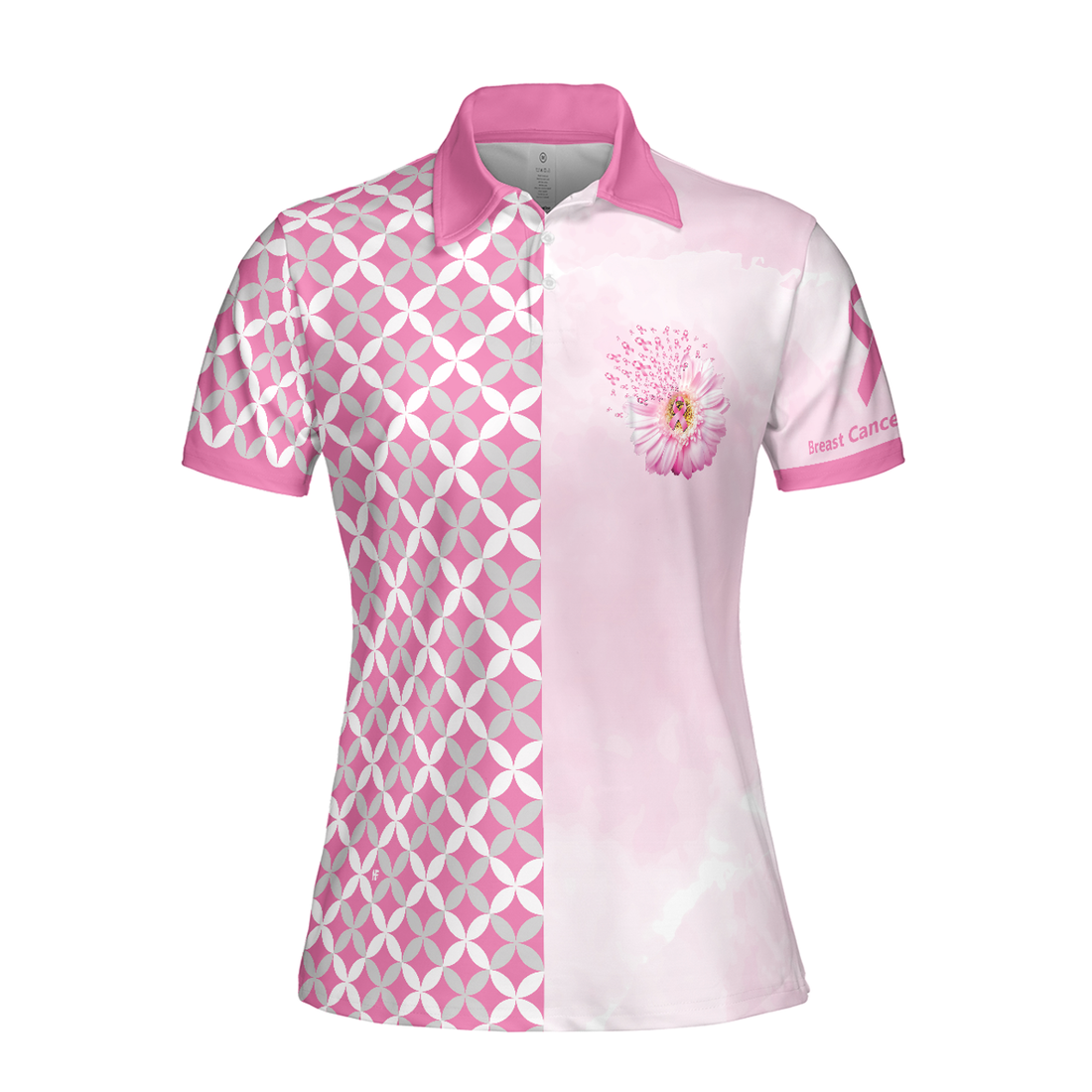 Pink Breast Cancer Awareness Women Polo Shirt, Faith Hope Love Breast Cancer Awareness Short Sleeve Shirt For Ladies