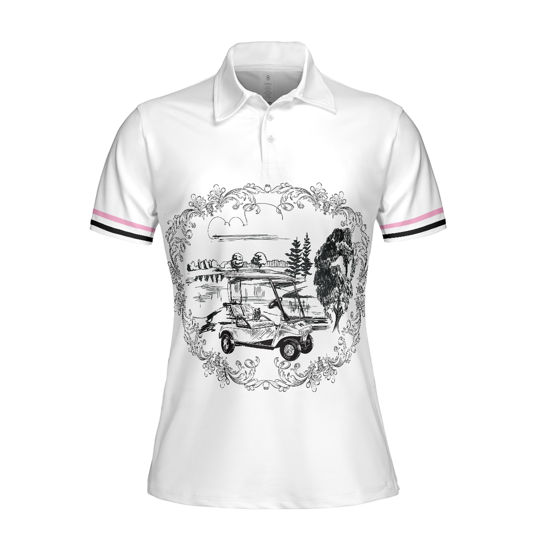 Golf Course Sketch Golf Short Sleeve Women Polo Shirt, Golf Shirt For Ladies, Gift For Female Golfers
