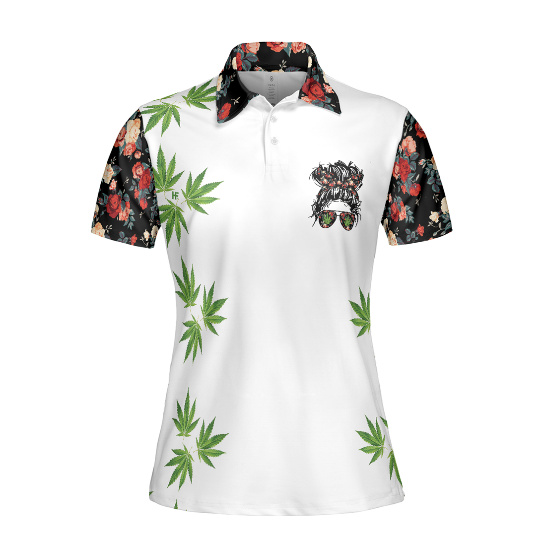 Weekend Forecast Smoking Weed Women Short Sleeve Polo Shirt, Floral And Weed Leaf Graphics Polo Shirt - Perfect Gift For Women, Ladies