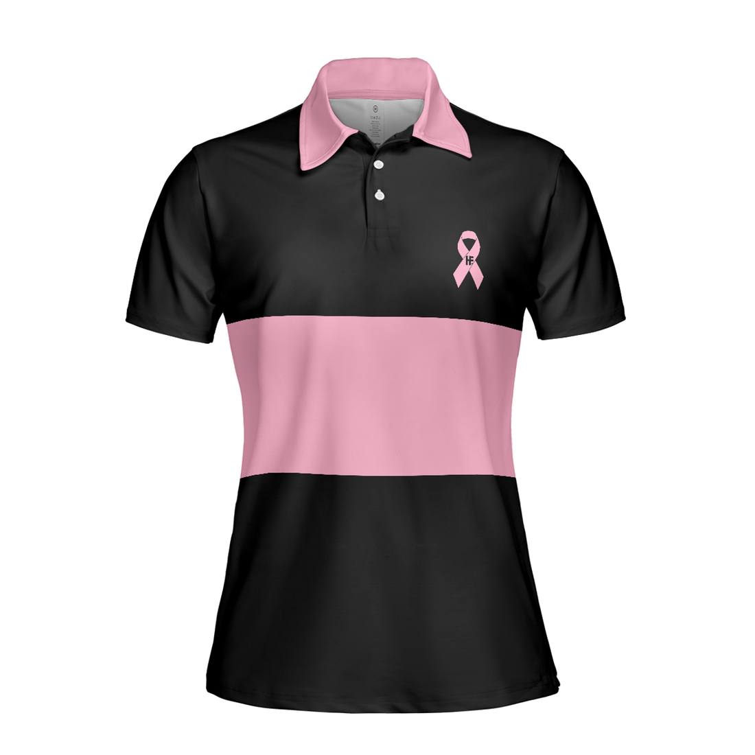 Breast Cancer Awareness Ribbon Short Sleeve Women Polo Shirt, Thoughtful Breast Cancer Survivor Shirt, Pink And Black Shirt For Ladies, Best Gift For Women