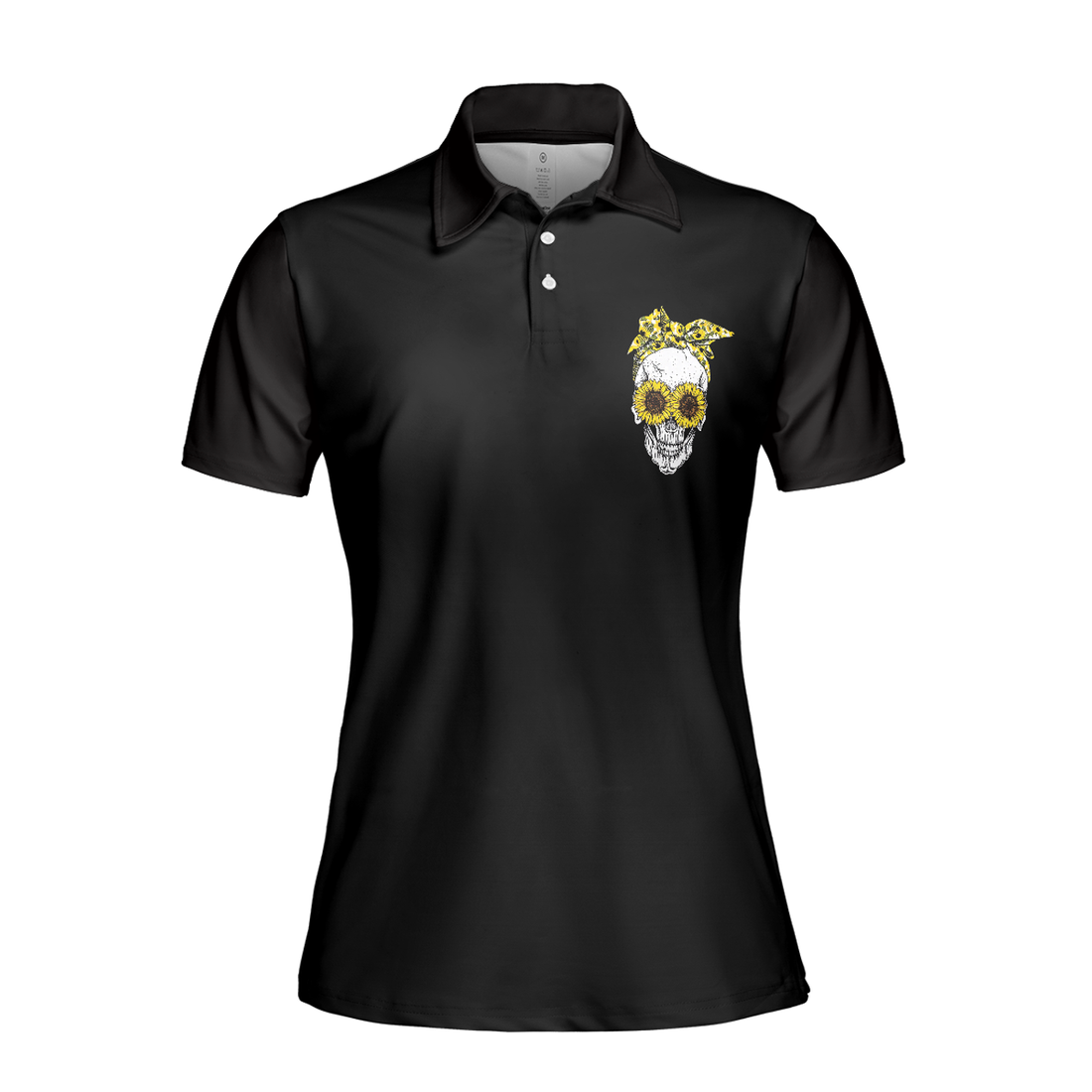 You Are My Sunshine Skull Sunflower Short Sleeve Women Polo Shirt, Black Skull Polo Shirt For Ladies - Perfect Gift For Women