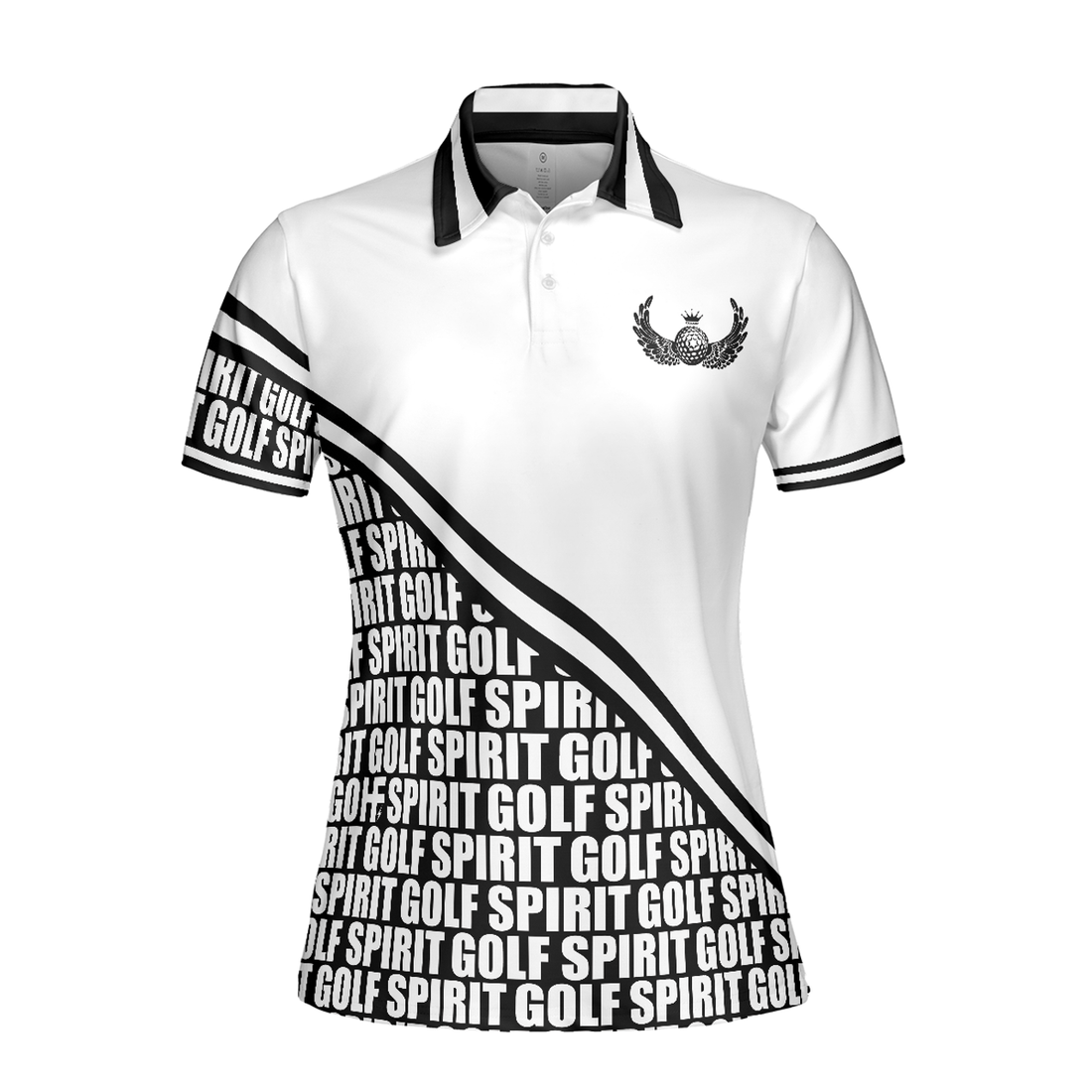 Golf Women Polo Shirt, Spirit In Black And White Golf Short Sleeve Women Polo Shirt, Simple Golf Shirt Design For Female Golfers