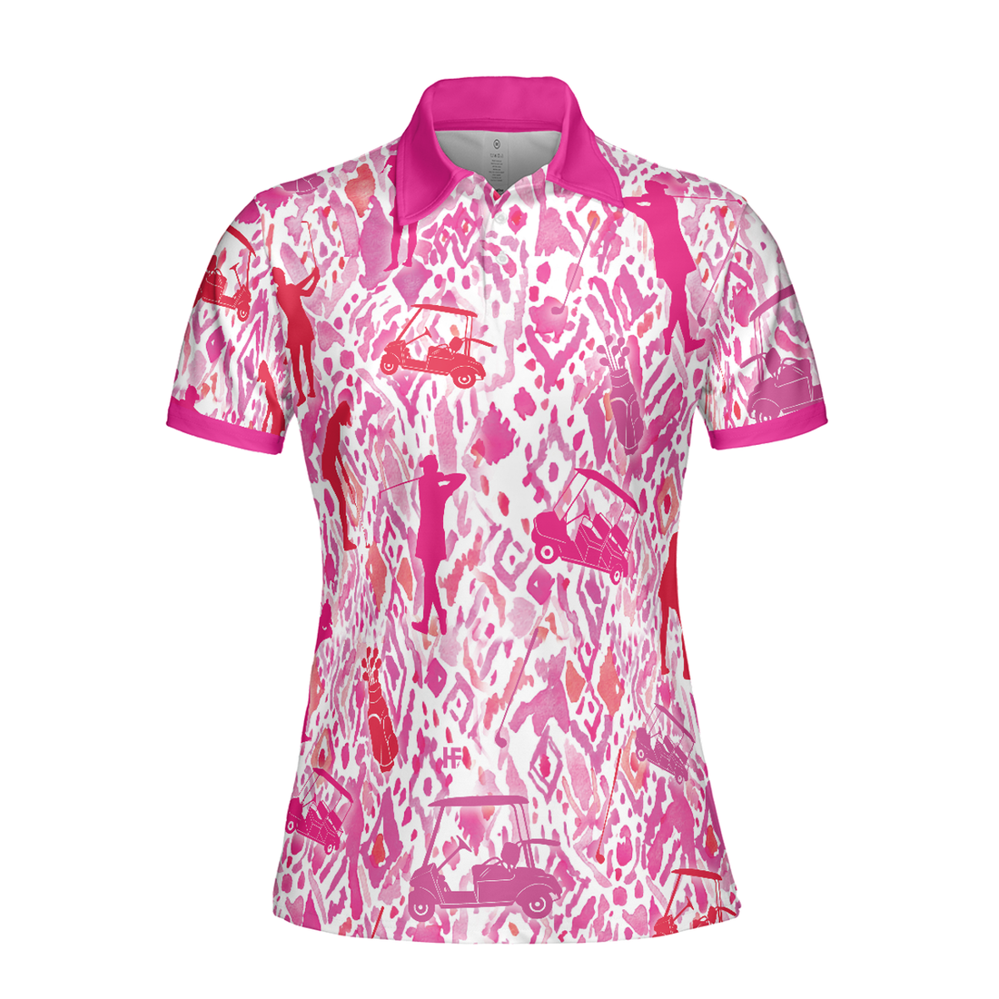 Seamless Pink Golfer Short Sleeve Women Polo Shirt, Unique Gift For Female Golfers - Perfect Gift For Women, Golfer