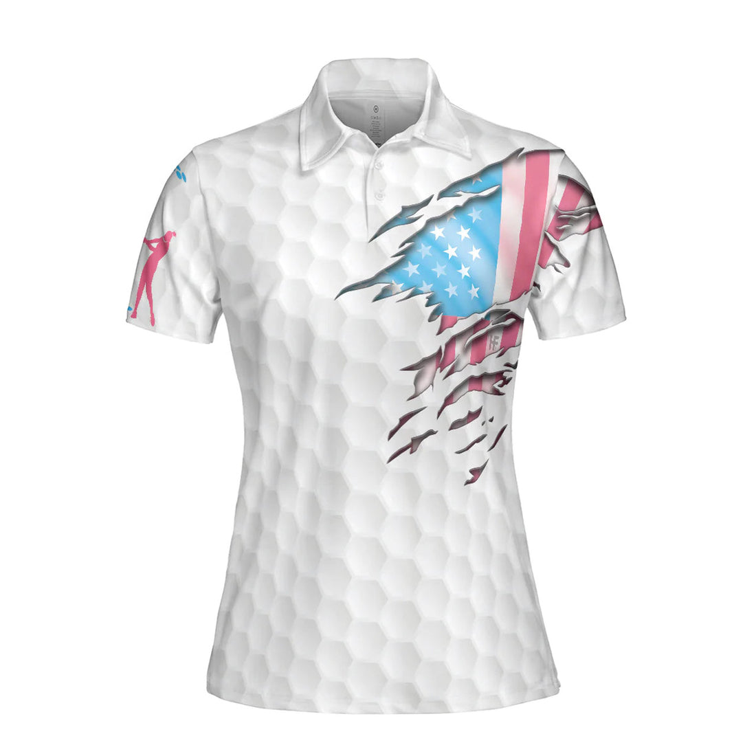 Golf Balls Pattern American Flag Women Polo Shirt, Just A Girl Who Loves Golf Short Sleeve Women Polo Shirt, Gift For Female Golfers