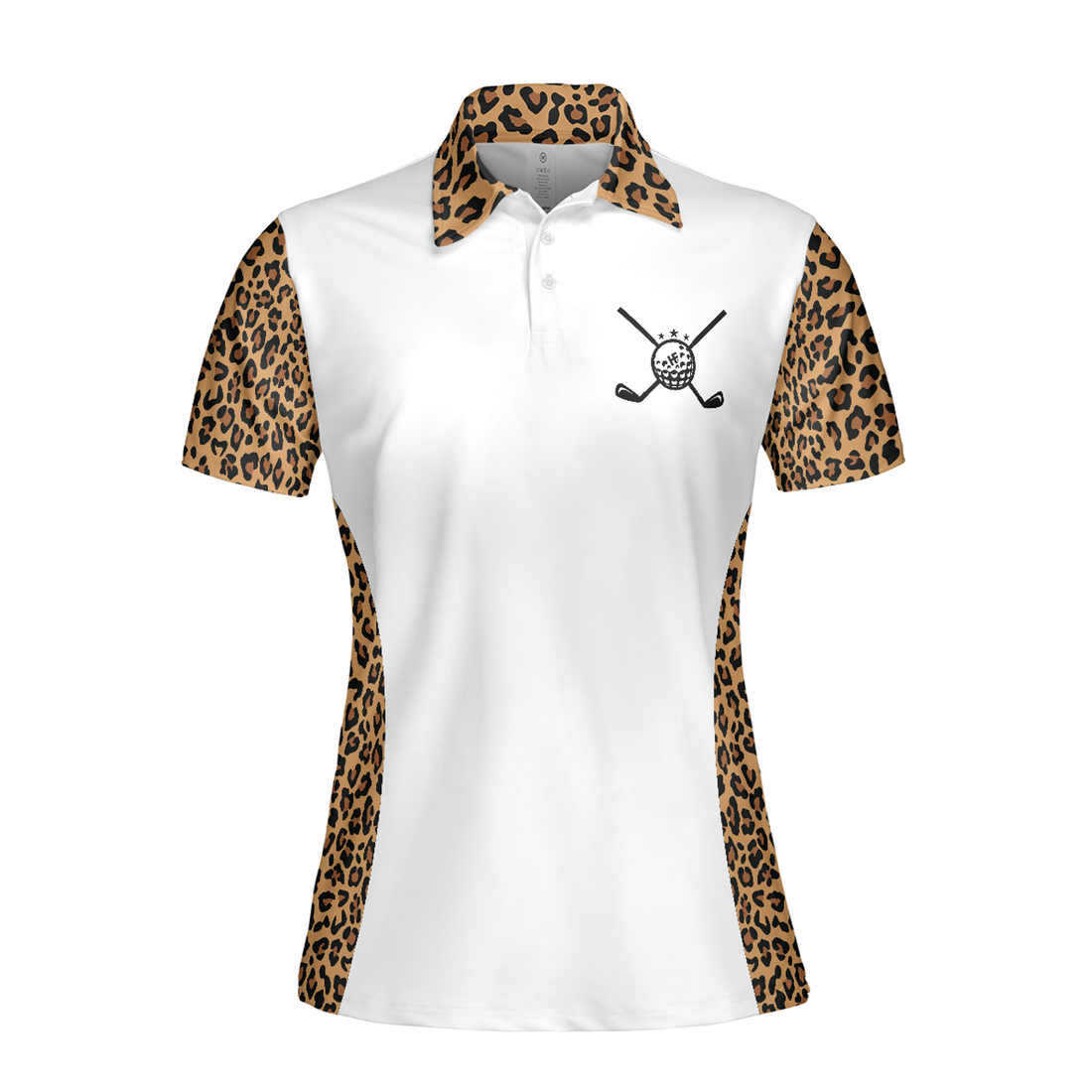 Leopard Pattern Short Sleeve Women Polo Shirt, Golf Hair Don't Care Golf Shirt For Ladies, Unique Female Golf Gift