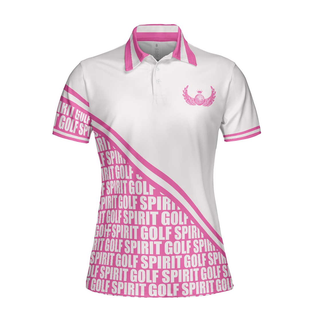 Golf Women Polo Shirt, Spirit In Pink Golf Short Sleeve Women Polo Shirt, White And Pink Golf Shirt For Ladies, Unique Female Golf Gift