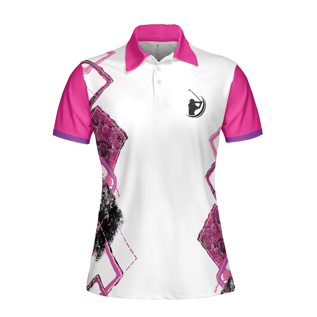 White And Pink Argyle Pattern Golf Women Polo Shirt, Housework Is For Women Who Don't Play Golf Short Sleeve Shirt For Ladies
