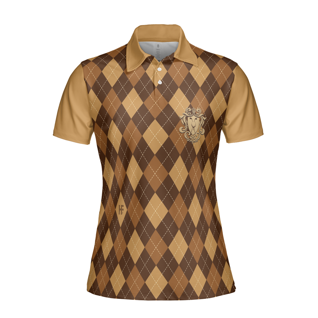 Golf Is My Favourite Season Golf Short Sleeve Women Polo Shirt, Brown Argyle Pattern Golf Polo Shirt For Ladies