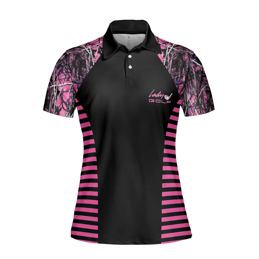 Thinning Layout Sexy Golf Girl Pink Camouflage Pattern Golf Short Sleeve Women Polo Shirt, Best Golf Ladies Shirt