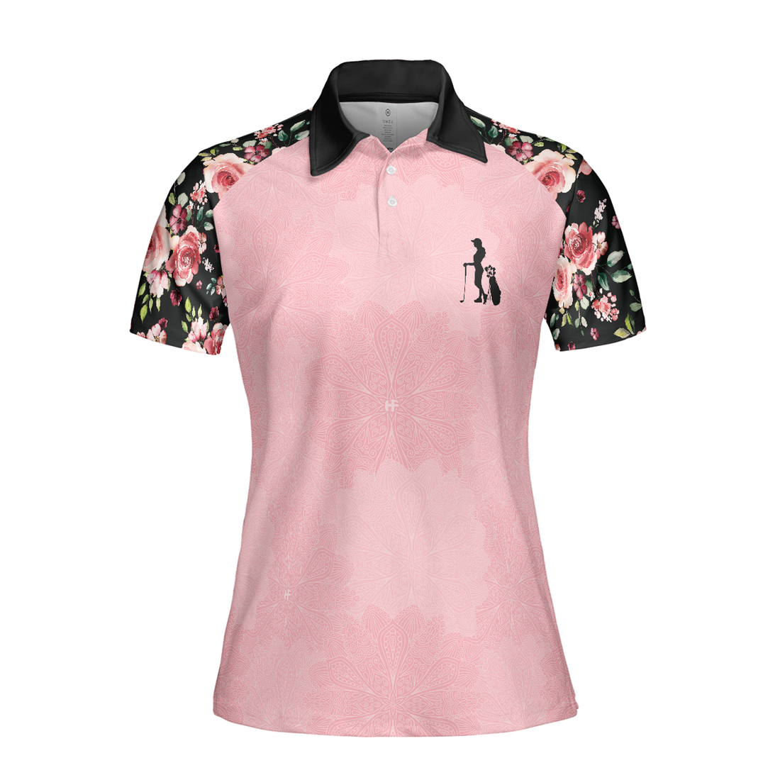 Golf Women Polo Shirt, I Know I Play Like A Girl Try To Keep Up Polo Shirt, Elegant Flower Pattern Golf Short Sleeve Women Polo Shirt