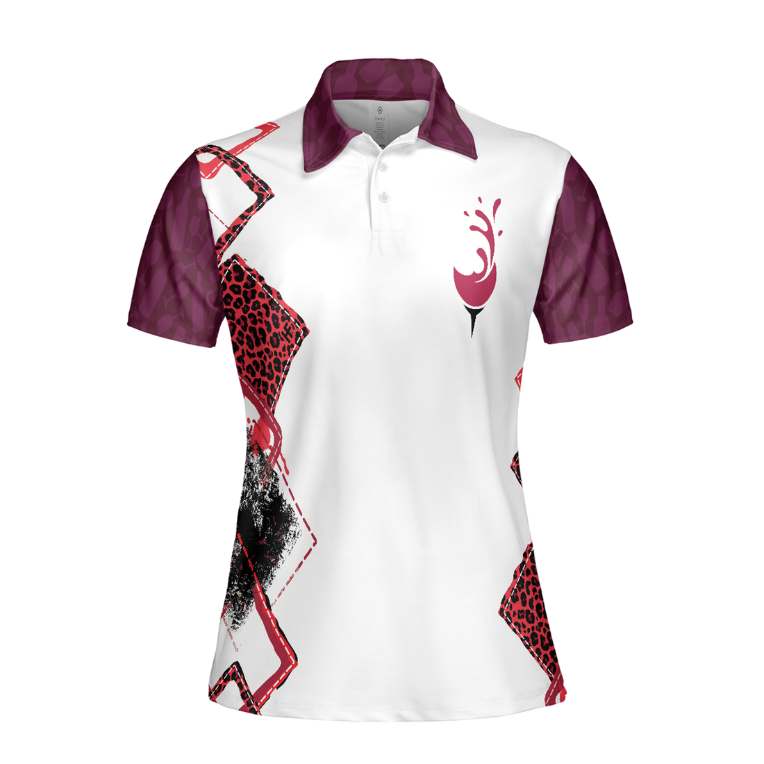 You Say Girl Can't Golf So Watch Me Leopard Golf Short Sleeve Women Polo Shirt, Plum Purple Wine Drinking Golf Shirt For Ladies - Perfect Gift For Women