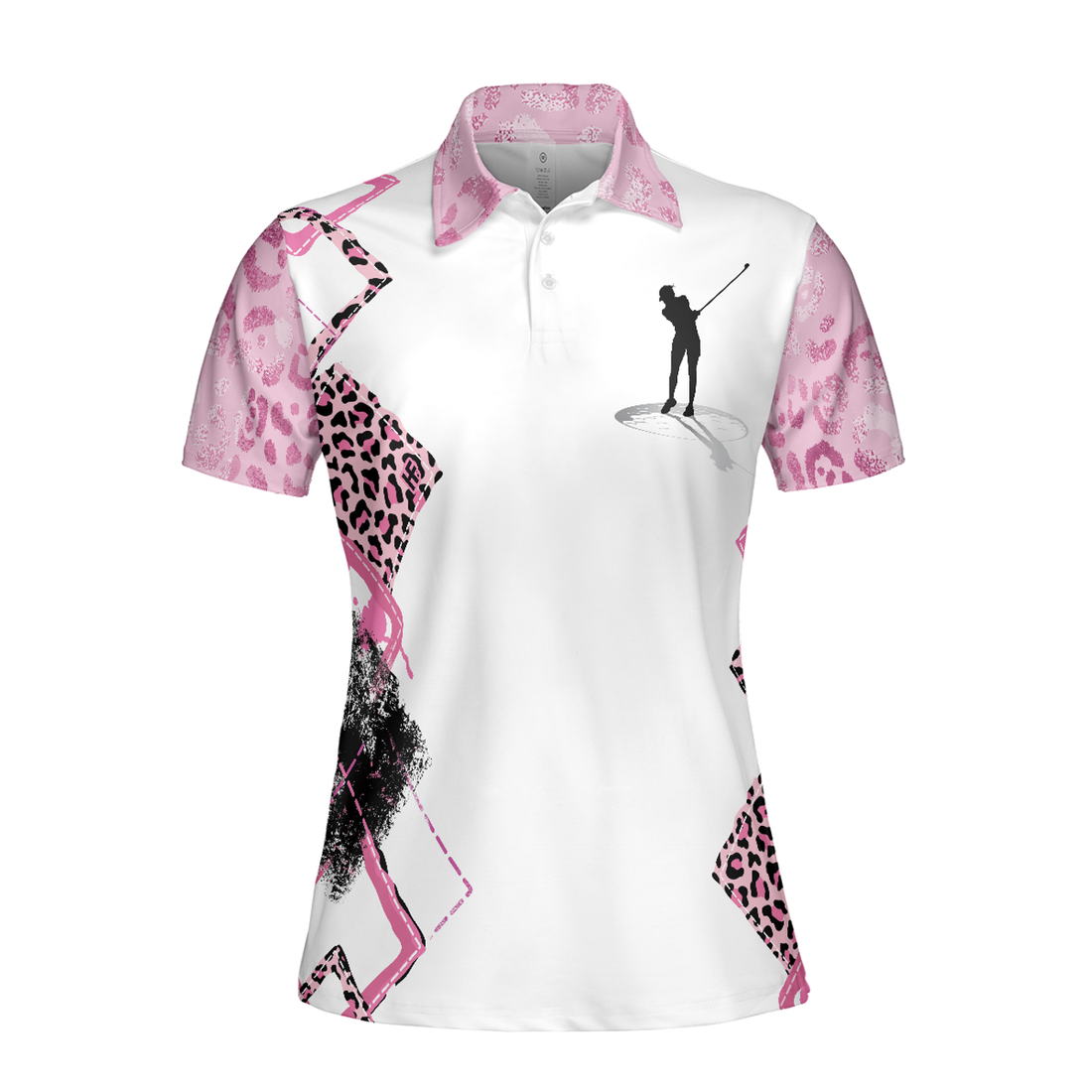 Golf Girls Are Cooler Leopard Pattern Short Sleeve Women Polo Shirt, Pink Argyle Pattern Golf Shirt For Ladies, Unique Female Golf Gift