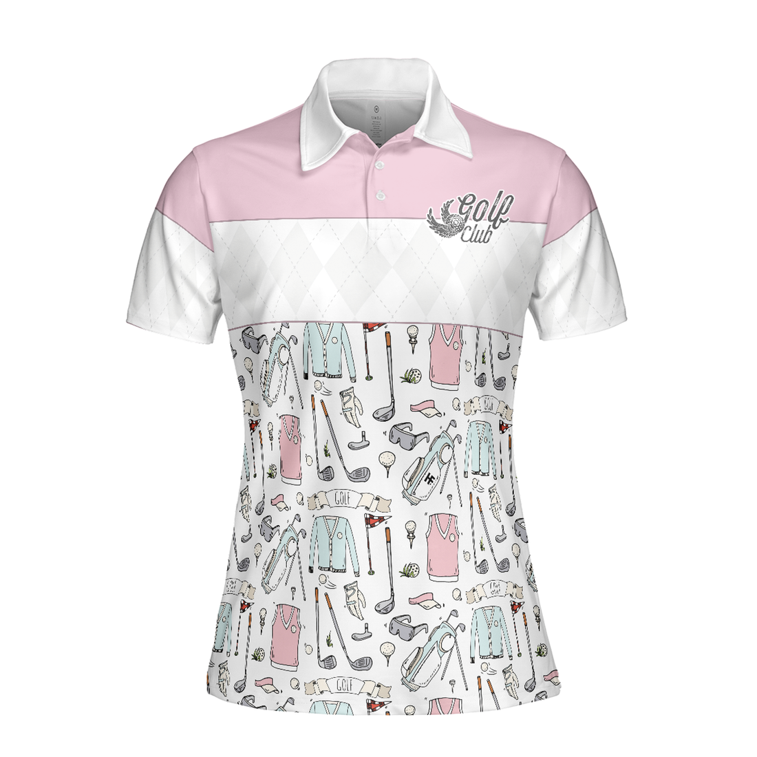 Golf Life In Pink Short Sleeve Women Polo Shirt, Golf Pattern Polo Shirt For Ladies, Golf Shirt For Ladies