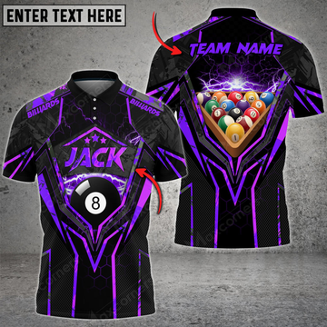 Custom Billiards Way Of 8 Multicolor Personalized Name, Team Name Unisex 3D Polo Shirt