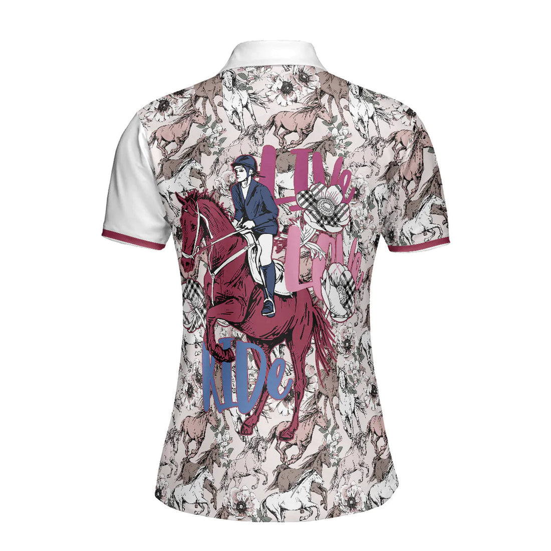Horses Pattern Women Polo Shirt, Just A Girl Who Loves Horses Short Sleeve Shirt, Gift For Female Horse Riding Lovers, Horse Lovers