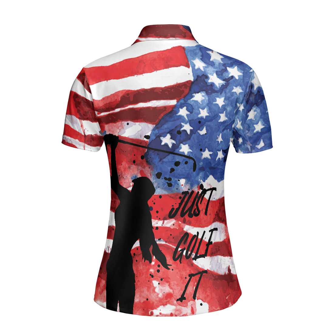 American Golfer Just Golf It Short Sleeve Women Polo Shirt, Wet Paint American Flag Polo Shirt, Patriotic Golf Polo Shirts For Ladies, Gift For Golfers