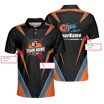 Custom Billiards Custom Shirt, Billiards Personalized Polo Shirt, Billiards Shirt Custom Name and Team, 8 Ball Polo Shirt, Best Billiards Shirt For Men