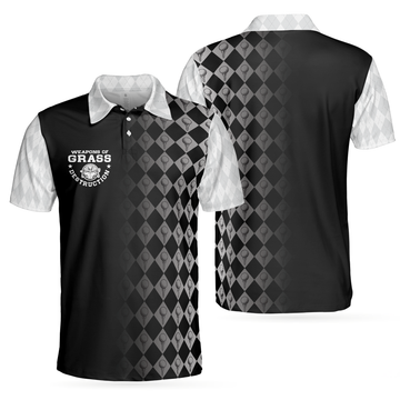 Golf Weapons Of Grass Destruction Short Sleeve Men Polo Shirt, Black And White Golf Shirt For Men, Best Gift For Golfers