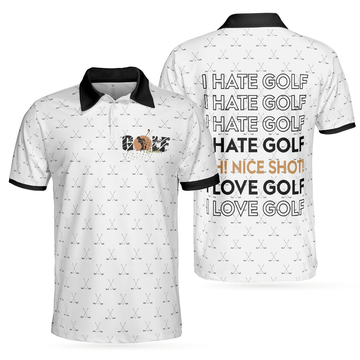 Golf Clubs Pattern Men Polo Shirt, I Hate Golf Oh Nice Shot I Love Golf Polo Shirt, Best Golf For Men