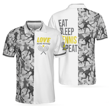 Tennis Men Polo Shirt, Eat Sleep Tennis Repeat Shirt For Male Players, Best Tennis Themed Polo Shirt, Tennis Gift For Men