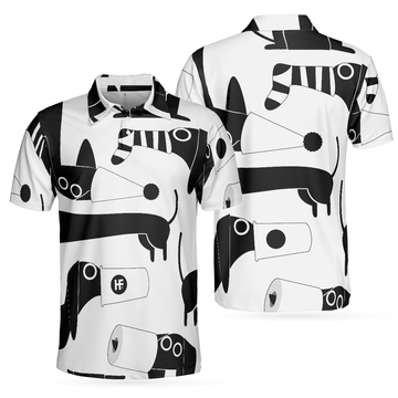 Funny Dachshund Men Polo Shirt, All My Dog Dachshund Shirt For Men, Black And White Dog Lover Polo Shirt, Gift For Dog Lovers