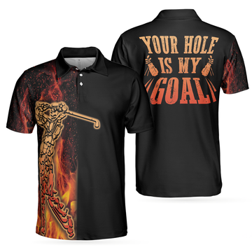 Your Hole Is My Goal Golf Polo Shirt, Black Flame Fragmented Golfer Polo Shirt, Best Golf Shirt - Perfect Gift For Men