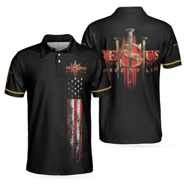 Saved My Life American Flag Faith Men Polo Shirt