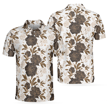 Vintage Peonies And Roses Seamless Pattern Polo Shirt, Vintage Rose Shirt Design For Adults, Best Roses Pattern Shirt - Perfect Gift For Men