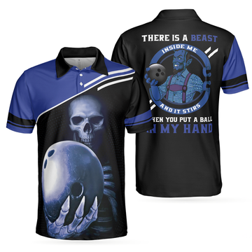 Skull Bowling Polo Shirt, Satanic Skeleton Bowler Bowling Shirt For Men - Perfect Gift For Men, Halloween, Bowling Players