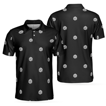 Beyond Golf Performance Logo Pattern Black Men Polo Shirt, Best Golf Shirt For Men, Gift For Golfers
