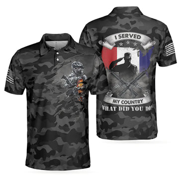 Dark Colored Camouflage Veteran Men Polo Shirt, I Served My Country Polo Shirt, Best Gift For Veterans