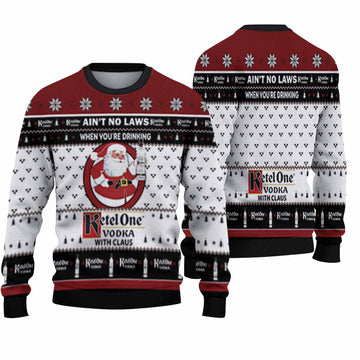 FUNSTUFFPRINT Ketel One Vodka With Claus Ugly Christmas Sweater Unisex Knit Wool Ugly Sweater - Christmas Gifts For Frends Ugly Sweater