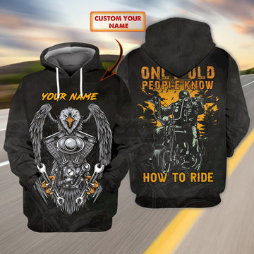 FUNSTUFFPRINT Custom Name-Hoodie- Only old people know how to ride 3D Hoodie and Zip Hoodie