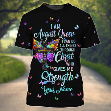FUNSTUFFPRINT August Queen - Personalized Name 3D T-shirt